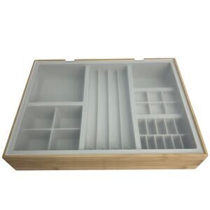 Bamboo  Wooden  11"X8" X2" Jewelry Box Tray  with Silicone Tray Divider New